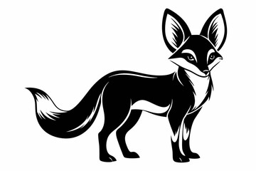 fennec fox silhouette line art vector illustration