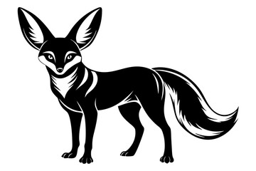 fennec fox silhouette line art vector illustration