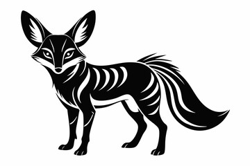 fennec fox silhouette line art vector illustration