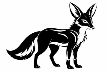 fennec fox silhouette line art vector illustration