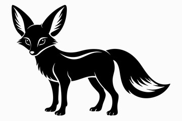 fennec fox silhouette line art vector illustration