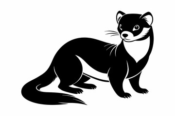 ferret silhouette line art vector illustration