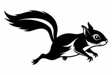 flying squirrel silhouette line art vector illustration