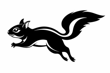 flying squirrel silhouette line art vector illustration