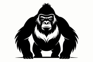 gorilla silhouette line art vector illustration