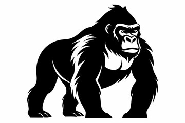 gorilla silhouette line art vector illustration