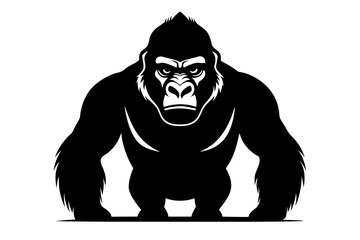 gorilla silhouette line art vector illustration