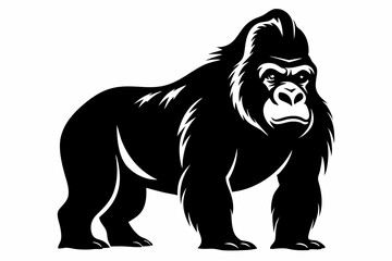 gorilla silhouette line art vector illustration