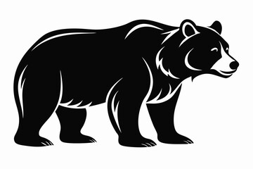 grizzly bear silhouette line art vector illustration