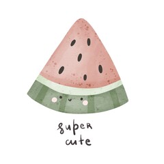 cartoon watermelon. Colorful illustration, flat style. design for cards, print, posters, logo, cover