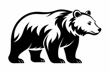 grizzly bear silhouette line art vector illustration