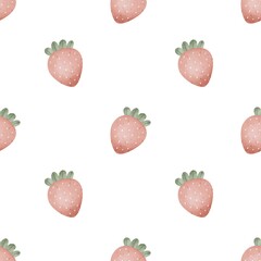 Seamless pattern with cartoon strawberries. colorful illustration. hand drawing, flat style. design for fabric, print, textile, wrapper