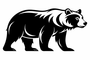 grizzly bear silhouette line art vector illustration