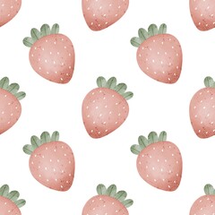 Seamless pattern with cartoon strawberries. colorful illustration. hand drawing, flat style. design for fabric, print, textile, wrapper