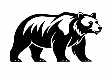 grizzly bear silhouette line art vector illustration