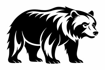 grizzly bear silhouette line art vector illustration