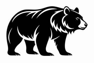 grizzly bear silhouette line art vector illustration