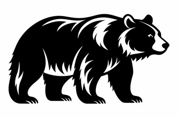 grizzly bear silhouette line art vector illustration