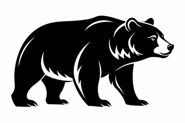 grizzly bear silhouette line art vector illustration