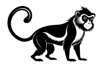 guenon silhouette line art vector illustration
