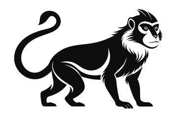 guenon silhouette line art vector illustration