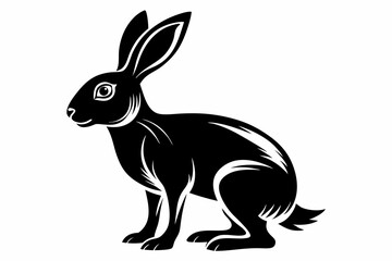 hare silhouette line art vector illustration