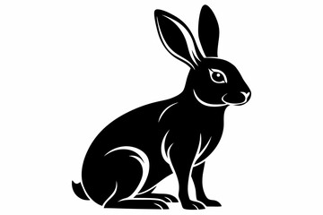 hare silhouette line art vector illustration