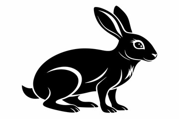 hare silhouette line art vector illustration