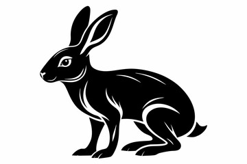 hare silhouette line art vector illustration