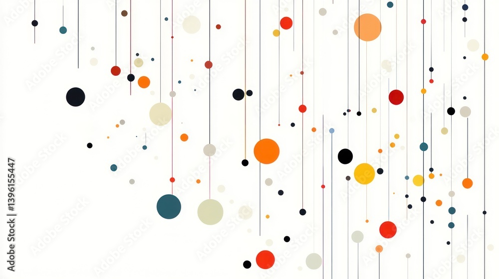 Poster colorful abstract falling dots lines background design