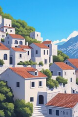 Fototapeta premium Charming Croatian coastal city with red roofed houses and stunning medieval architecture