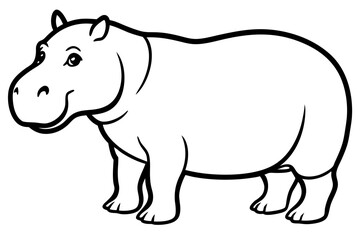 hippopotamus silhouette line art vector illustration