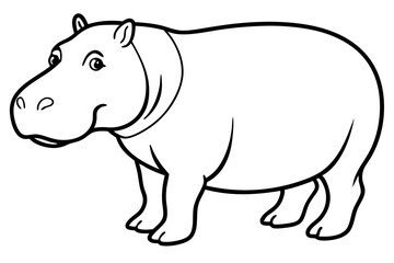 hippopotamus silhouette line art vector illustration