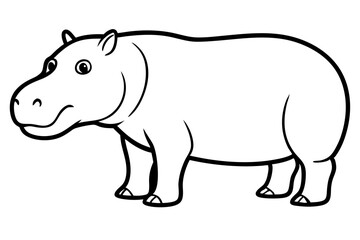 hippopotamus silhouette line art vector illustration