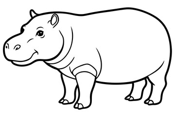 hippopotamus silhouette line art vector illustration