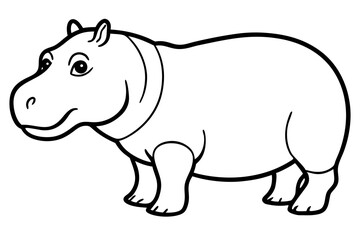 hippopotamus silhouette line art vector illustration