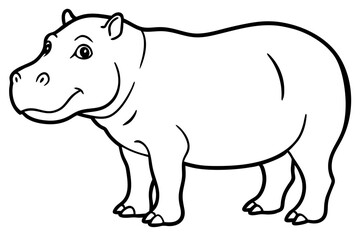 hippopotamus silhouette line art vector illustration