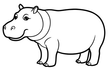 hippopotamus silhouette line art vector illustration