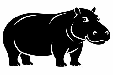 hippopotamus silhouette line art vector illustration