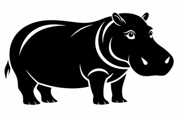 hippopotamus silhouette line art vector illustration