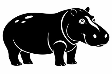 hippopotamus silhouette line art vector illustration
