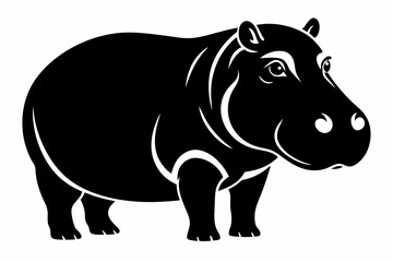 hippopotamus silhouette line art vector illustration