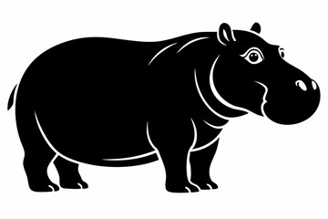 hippopotamus silhouette line art vector illustration