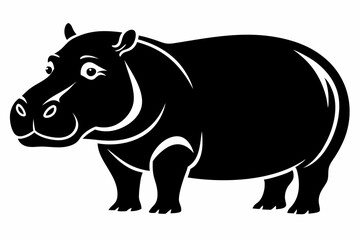 hippopotamus silhouette line art vector illustration