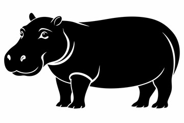 hippopotamus silhouette line art vector illustration