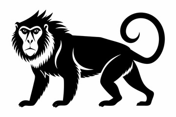 howler monkey silhouette line art vector illustration
