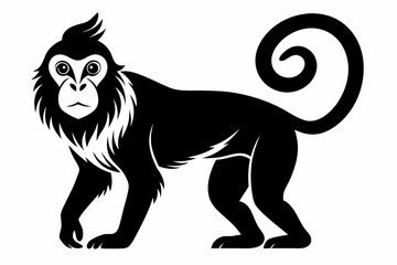 howler monkey silhouette line art vector illustration