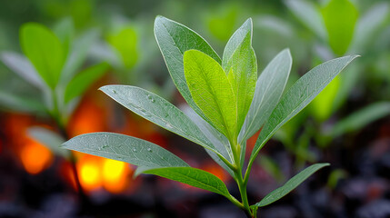 Obraz premium Fire resistant plants thrive in natural landscape after recent wildfires