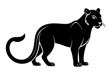 jaguarundi silhouette line art vector illustration