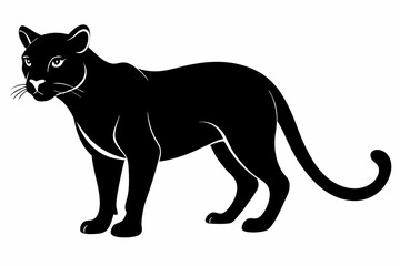 jaguarundi silhouette line art vector illustration